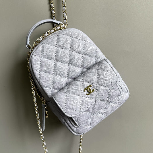 Sac à dos CC MINI 18 blanc caviar clair matériel doré