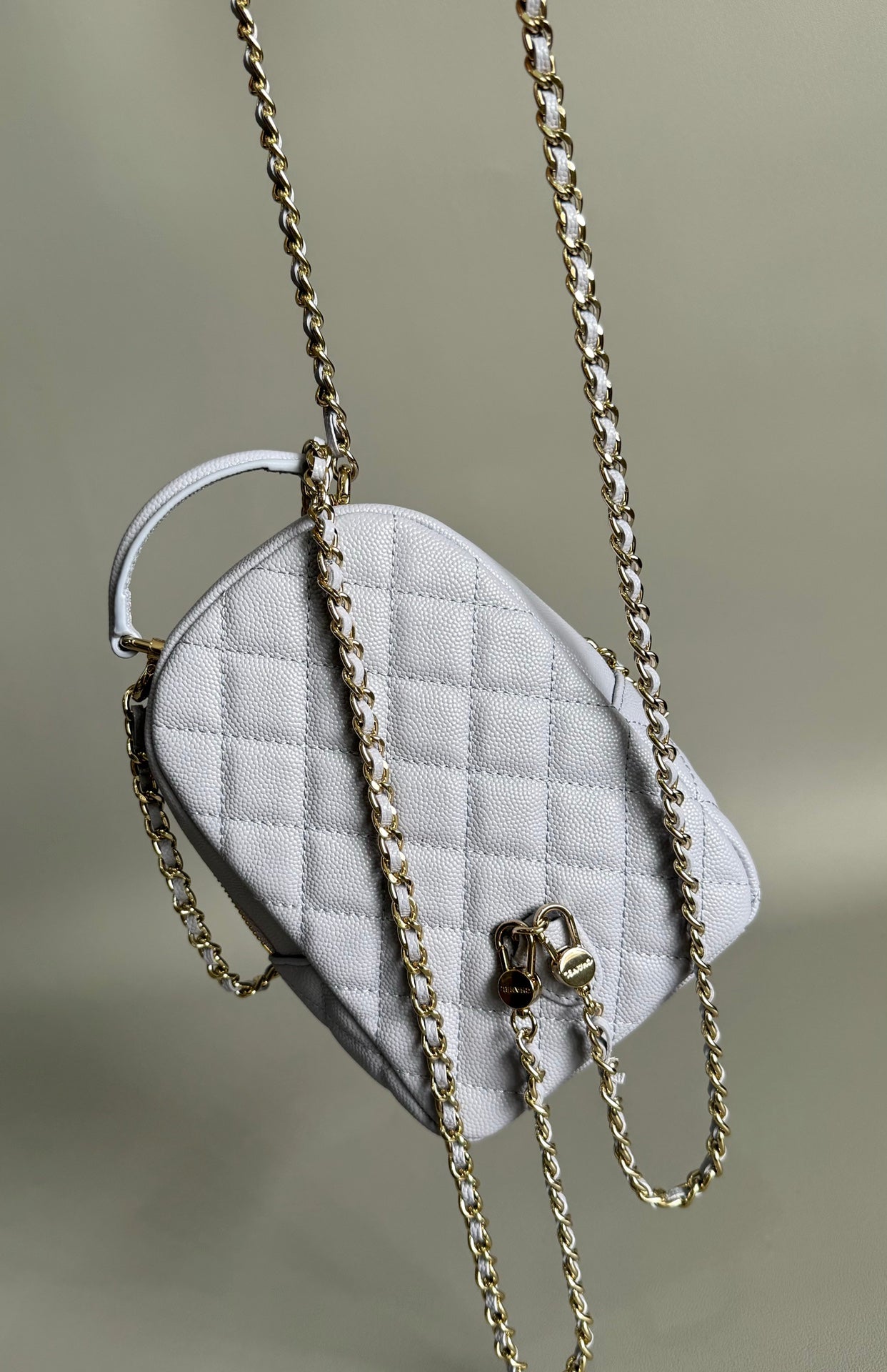 Sac à dos CC MINI 18 blanc caviar clair matériel doré