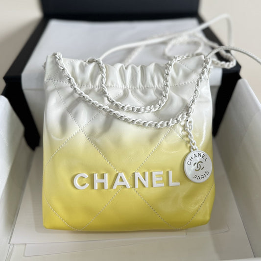 CC HOBO MINI 20CM PEAU D'AGNEAU JAUNE BLANC
