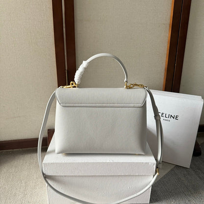 SAC NINO MOYEN 25 EN CUIR DE VEAU SOUPLE BLANC, QUINCAILLERIE DORÉE