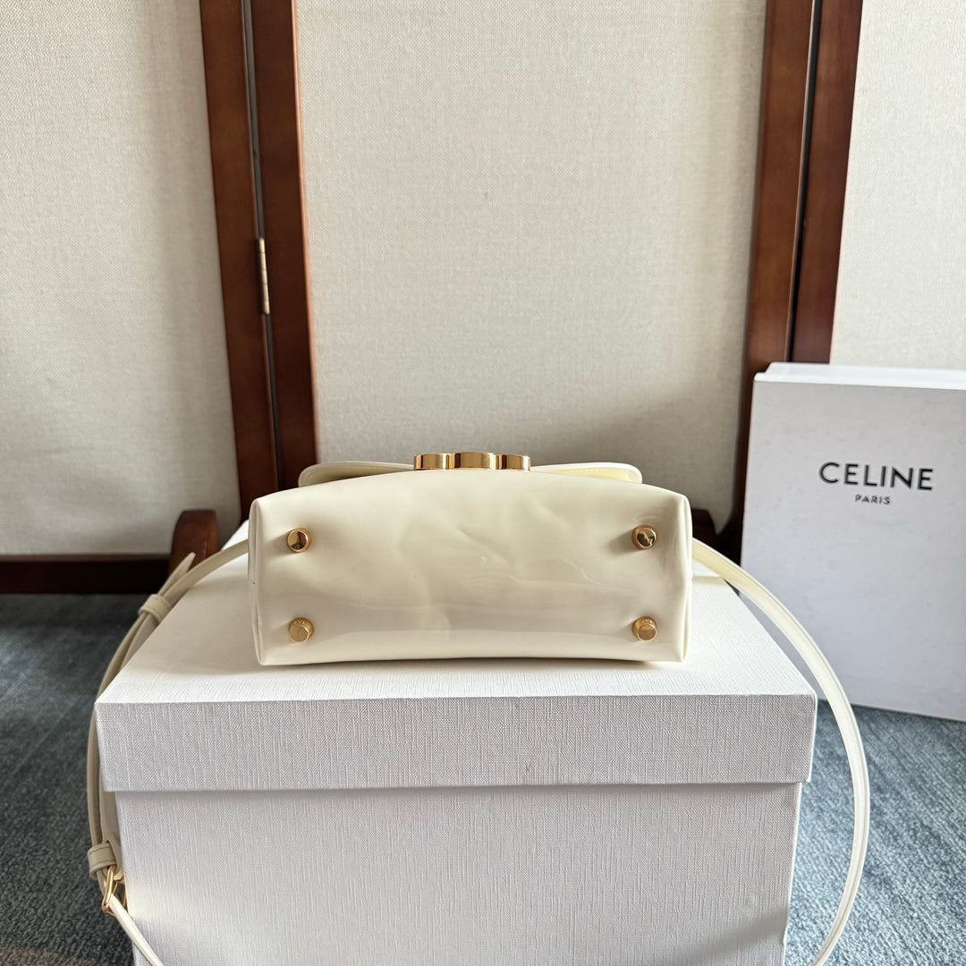 ティーン ニノ バッグ 20インチ ホワイト グロッシーカーフスキン ゴールド金具