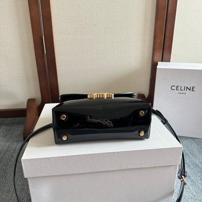 ティーン ニノ バッグ 20インチ ブラック グロッシーカーフスキン ゴールド金具
