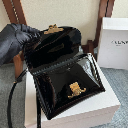 ティーン ニノ バッグ 20インチ ブラック グロッシーカーフスキン ゴールド金具