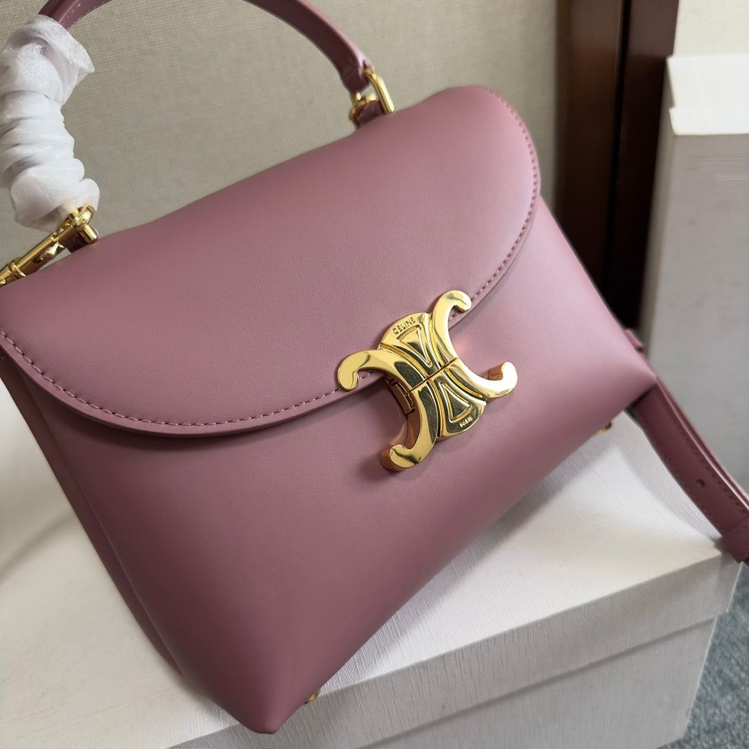 SAC NINO 20 EN CUIR DE VEAU SOUPLE OPIUM, QUINCAILLERIE DORÉE