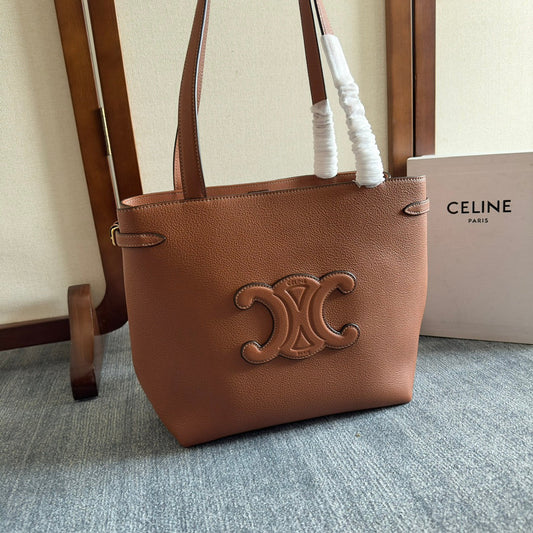 PETIT CABAS ANAÏS CUIR TRIOMPHE 28 EN CUIR DE VEAU GRAINÉ ORANGE BRONZE