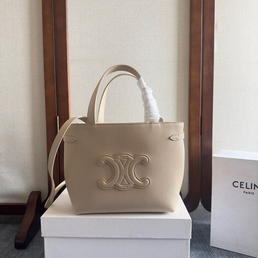 MINI CABAS ANAÏS CUIR TRIOMPHE 20 EN CUIR DE VEAU GRAINÉ BEIGE