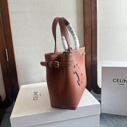MINI CABAS ANAÏS CUIR TRIOMPHE 20 EN CUIR DE VEAU GRAINÉ ORANGE BRONZE
