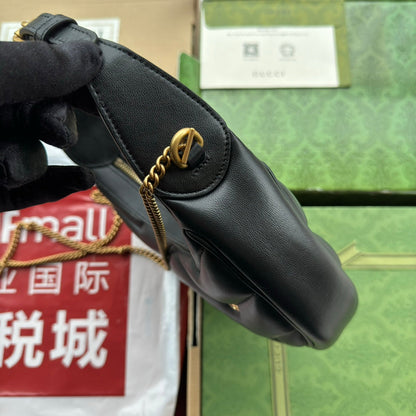 gg marmont demi-lune 21 cm cuir de veau noir matériel doré