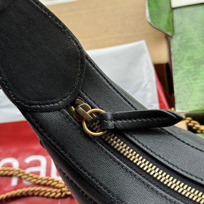 gg marmont demi-lune 21 cm cuir de veau noir matériel doré