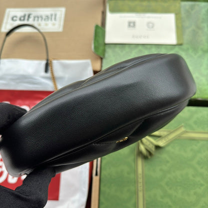 gg marmont demi-lune 21 cm cuir de veau noir matériel doré