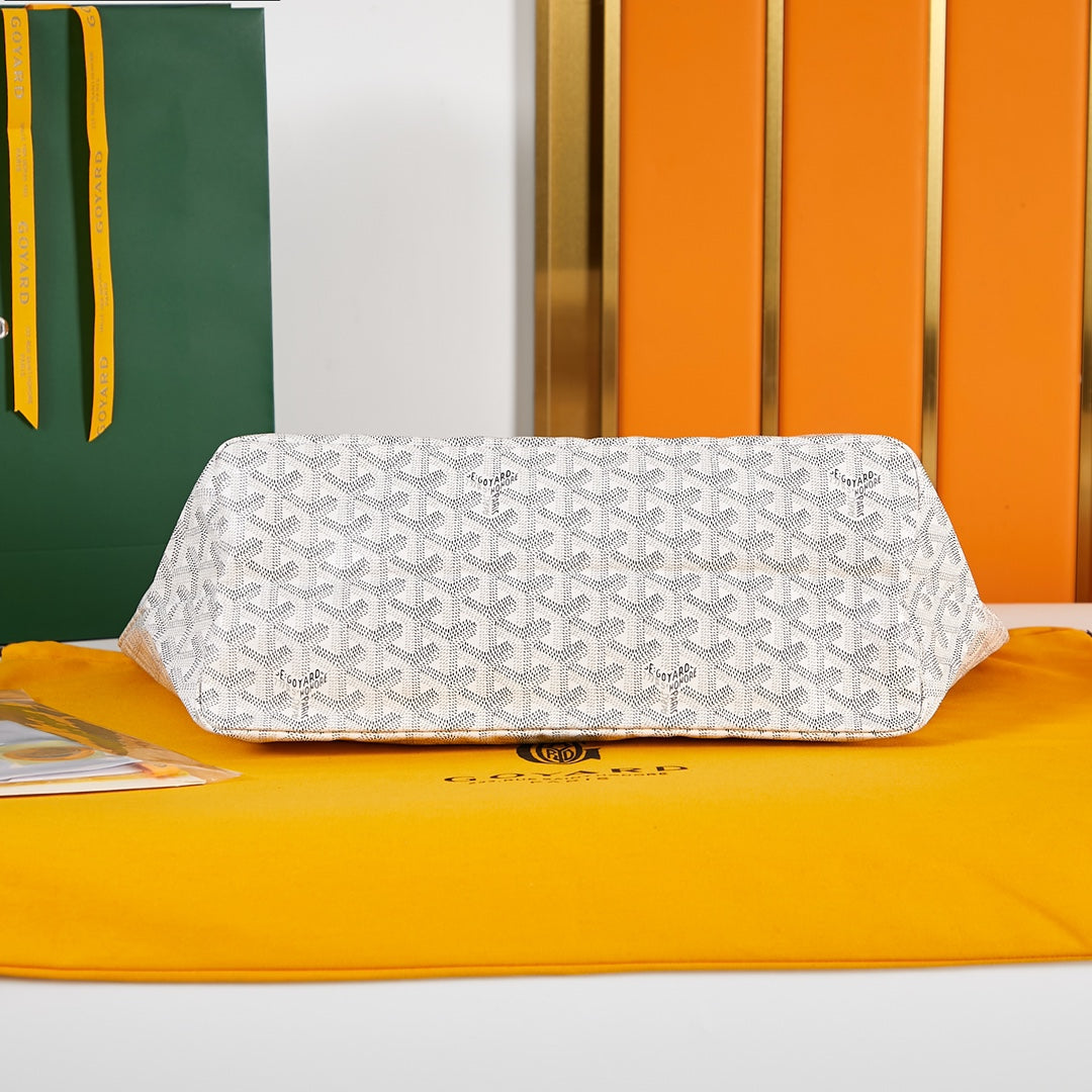Saint Louis PM 34 cm en toile blanche et cuir de veau chevroches