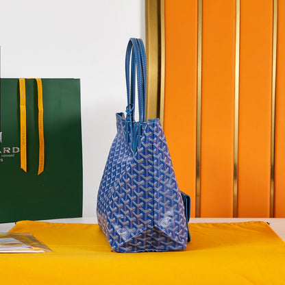 Saint Louis PM 34 cm en toile bleue et cuir de veau chevroches