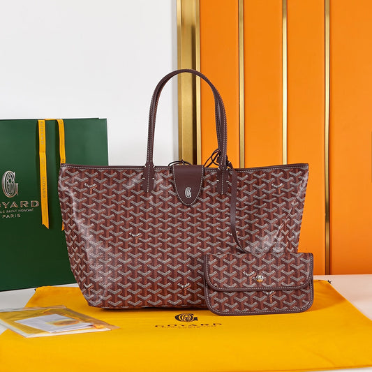 Saint Louis PM 34 cm en toile bordeaux et cuir de veau Chevroches