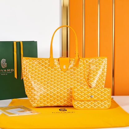 Saint Louis PM 34 cm en toile jaune et cuir de veau chevroches