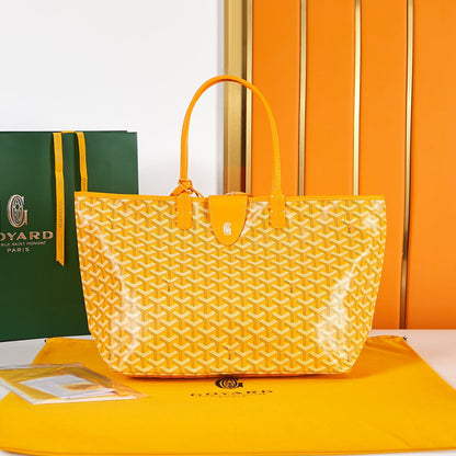 Saint Louis PM 34 cm en toile jaune et cuir de veau chevroches