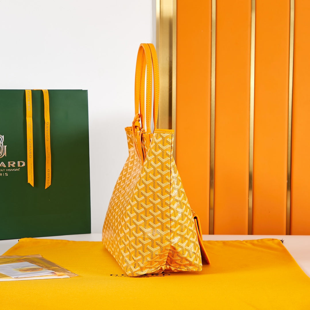 Saint Louis PM 34 cm en toile jaune et cuir de veau chevroches