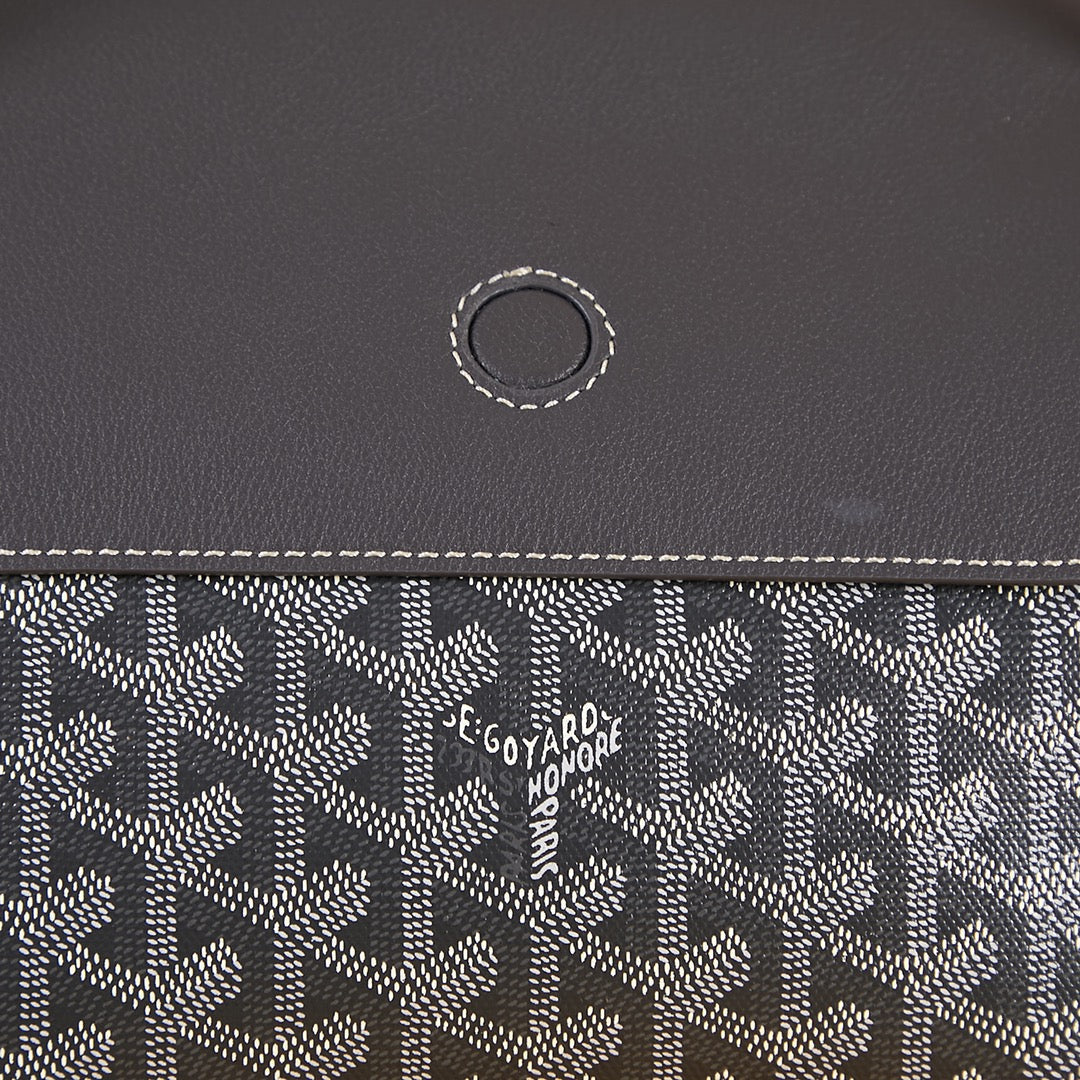 SAC ROUETTE SOUPLE 31 EN TOILE GOYARDINE NOIRE ET CUIR DE VEAU