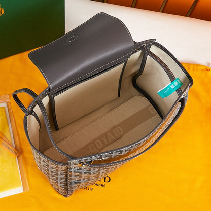 SAC ROUETTE SOUPLE 31 EN TOILE GOYARDINE NOIRE ET CUIR DE VEAU