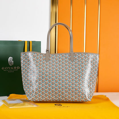 セントルイス PM 34cm ブラウン スカイブルー キャンバス シェブローチ カーフスキン