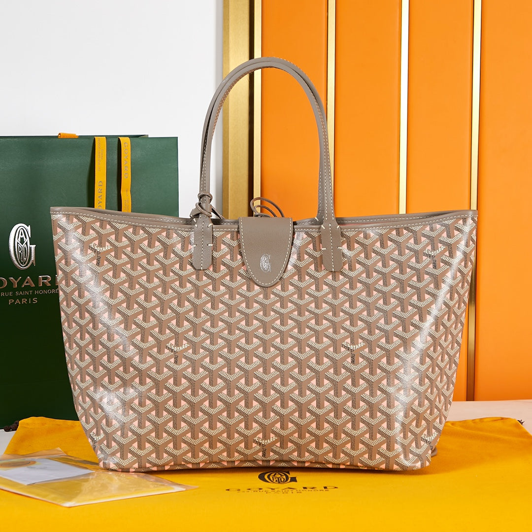 Saint Louis PM 34 cm en toile marron et cuir de veau chevroches