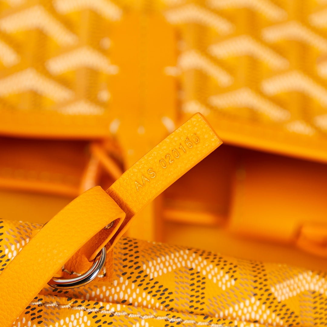 Mini sac Anjou 20 en toile goyardine jaune et cuir de veau