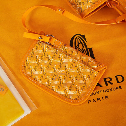 Mini sac Anjou 20 en toile goyardine jaune et cuir de veau