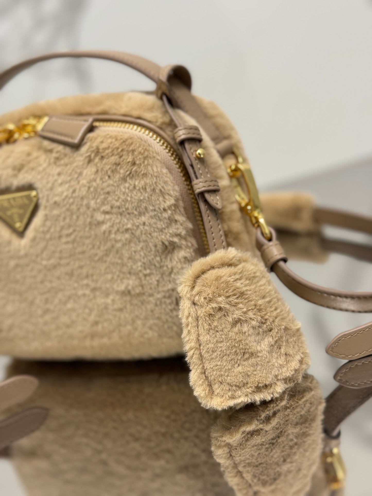 ミニショルダーバッグ 19 ベージュ ラビットファー