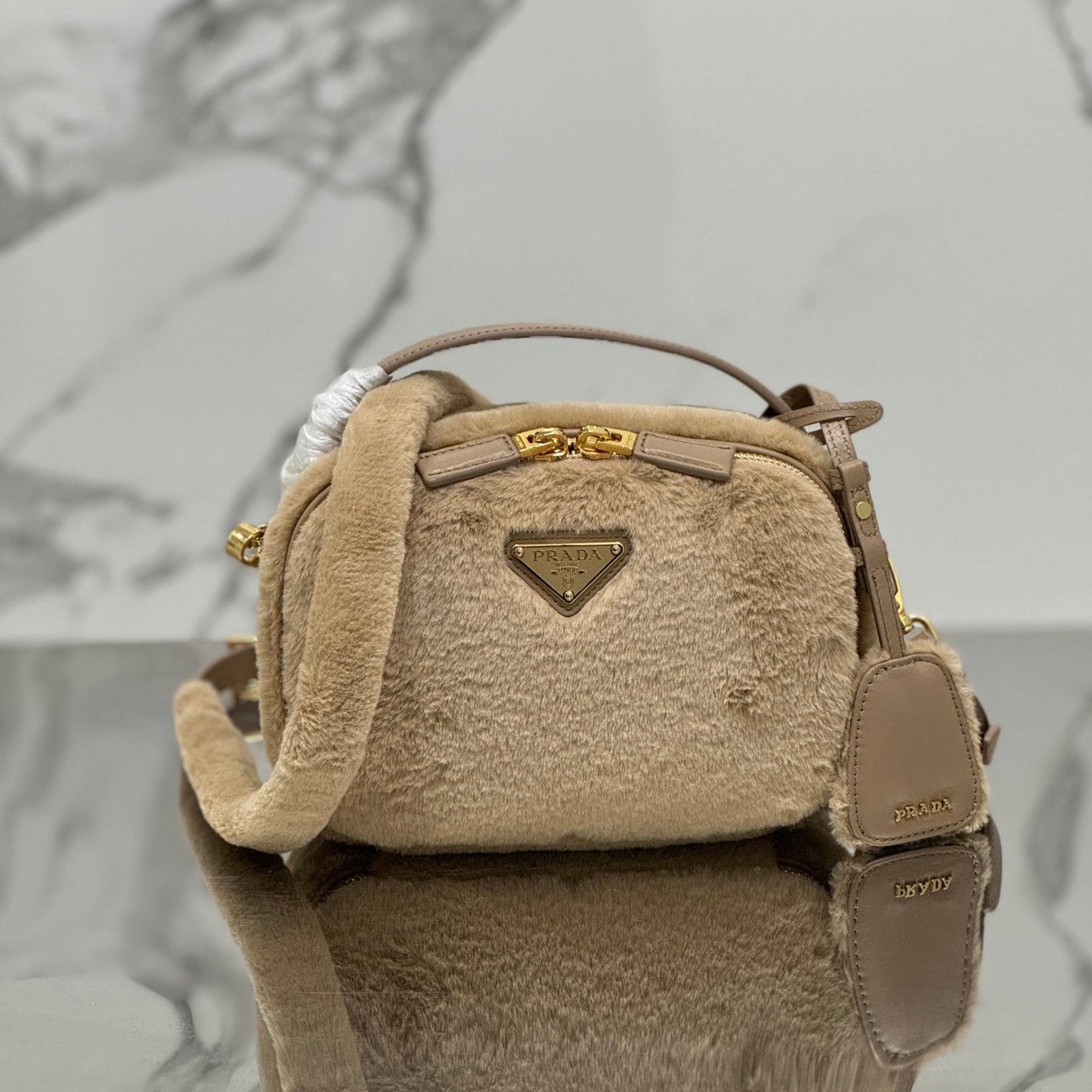 ミニショルダーバッグ 19 ベージュ ラビットファー