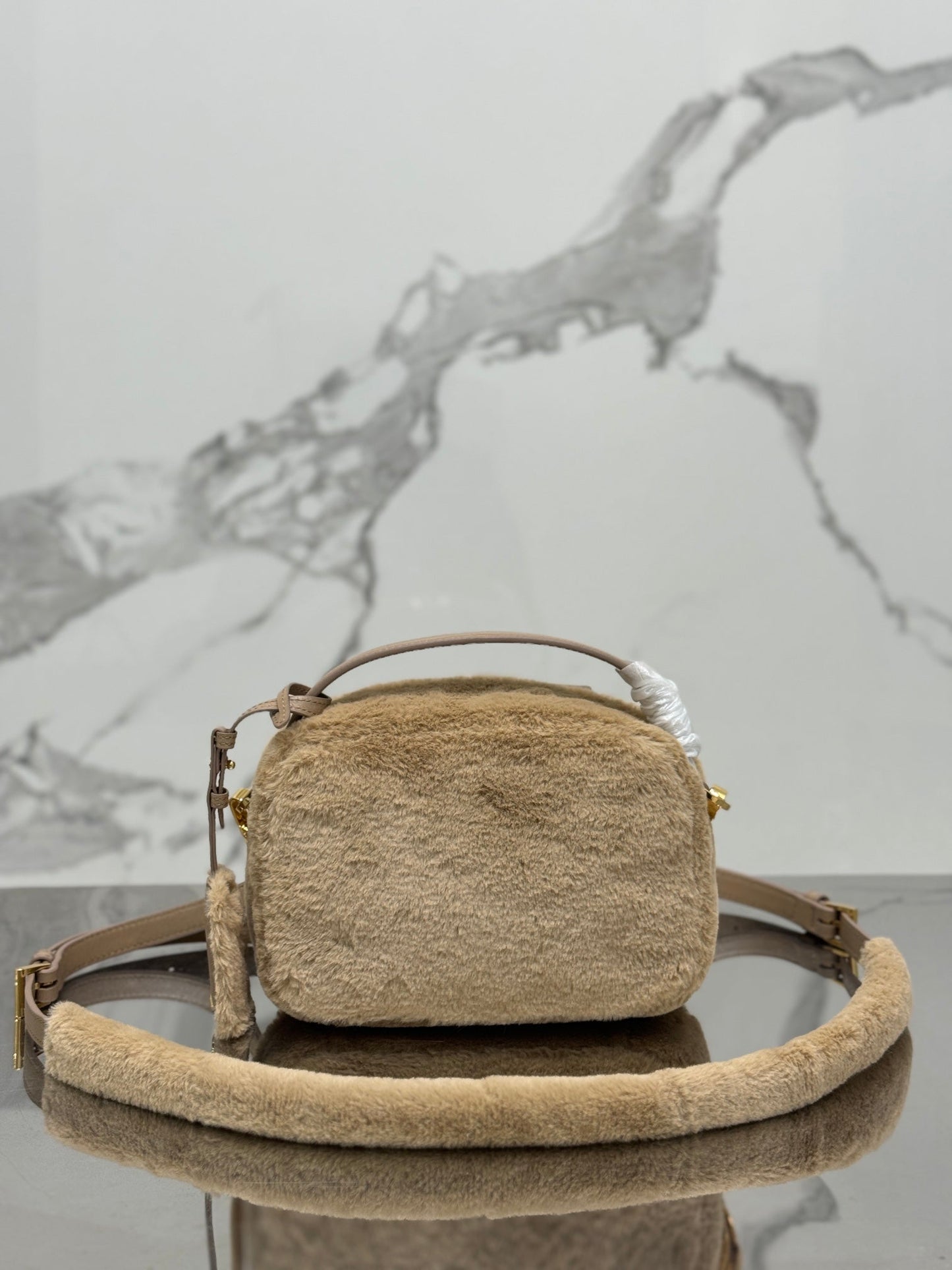 ミニショルダーバッグ 19 ベージュ ラビットファー
