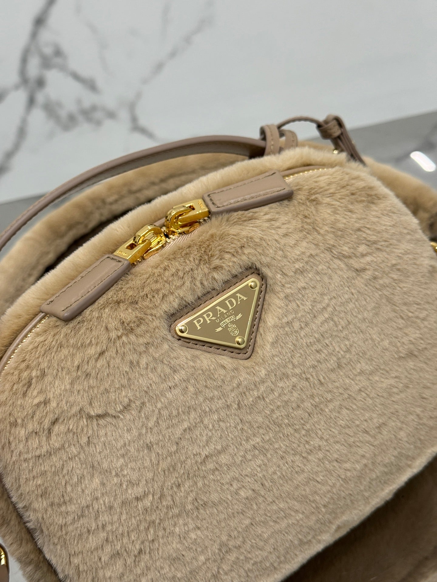ミニショルダーバッグ 19 ベージュ ラビットファー