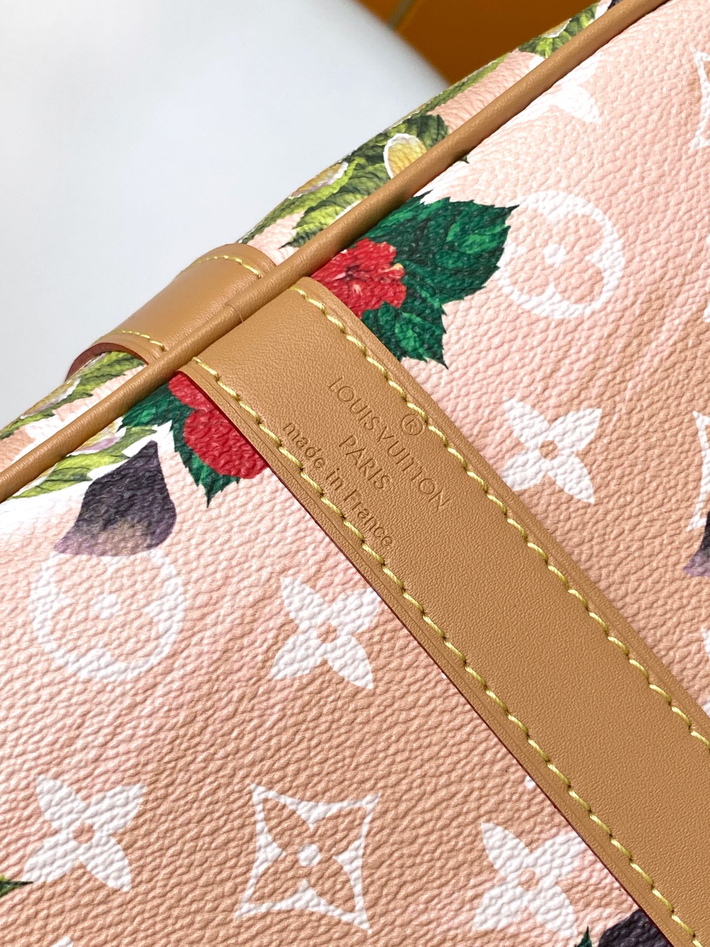 KEEPALL BANDOULIERE 50 サンド トロピカル モチーフ モノグラム サーフィン キャンバス
