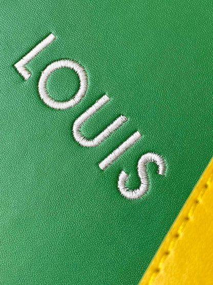 SAC SHOPPER 23 EN CUIR DE VEAU VERT JAUNE LOGO BRODÉ