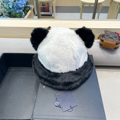 CHAPEAU DE PÊCHEUR EN MÉLANGE DE LAINE NOIRE ET DE FOURRURE DE LAPIN BLANC 409759