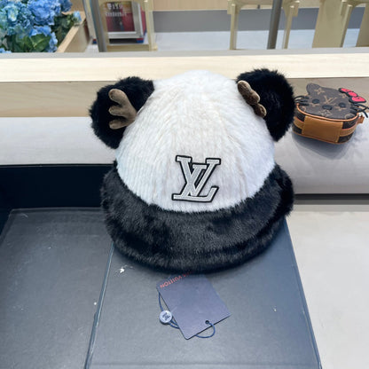 CHAPEAU DE PÊCHEUR EN MÉLANGE DE LAINE NOIRE ET DE FOURRURE DE LAPIN BLANC 409759