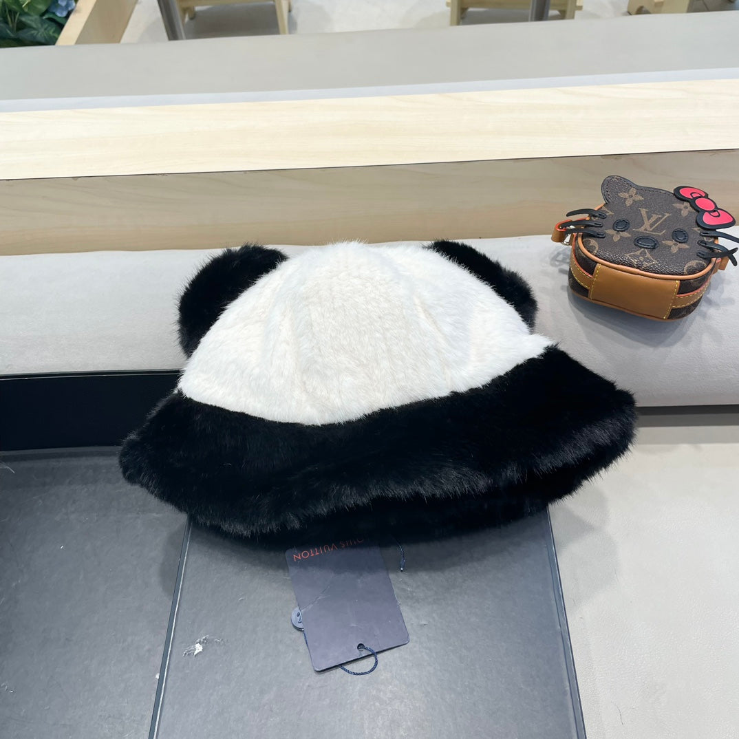 CHAPEAU DE PÊCHEUR EN MÉLANGE DE LAINE NOIRE ET DE FOURRURE DE LAPIN BLANC 409759