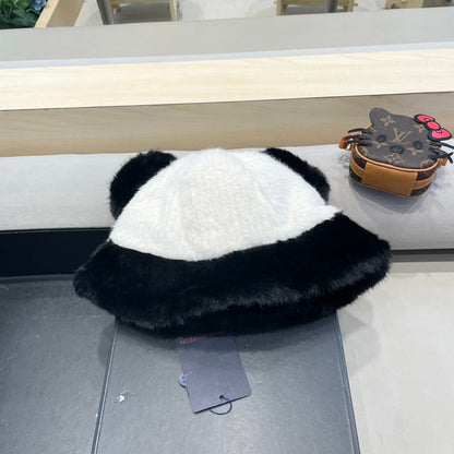 CHAPEAU DE PÊCHEUR EN MÉLANGE DE LAINE NOIRE ET DE FOURRURE DE LAPIN BLANC 409759