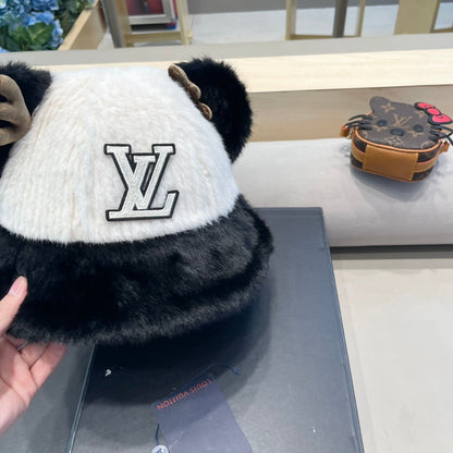 CHAPEAU DE PÊCHEUR EN MÉLANGE DE LAINE NOIRE ET DE FOURRURE DE LAPIN BLANC 409759