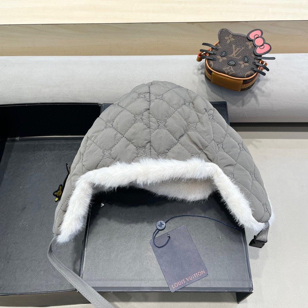 グレーコットンのトラッパーハット 411229 