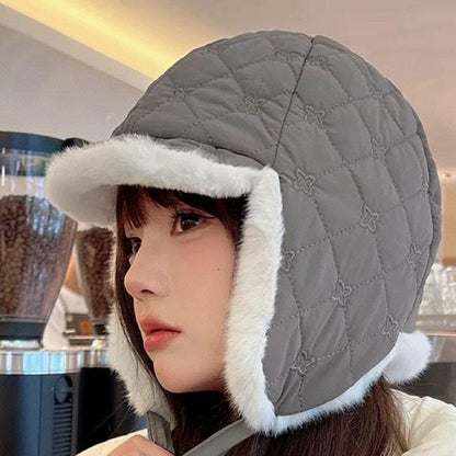 グレーコットンのトラッパーハット 411229 