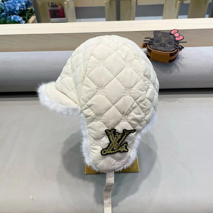 ベージュコットン製トラッパーハット 411230 