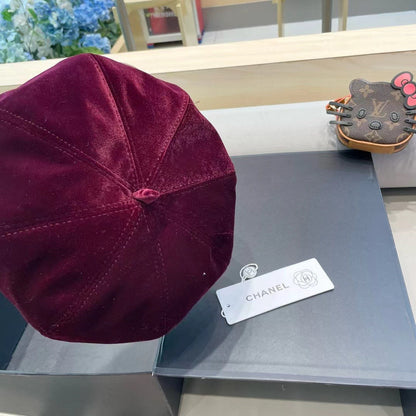 BÉRET EN VELOURS ROUGE MARRON 413325 