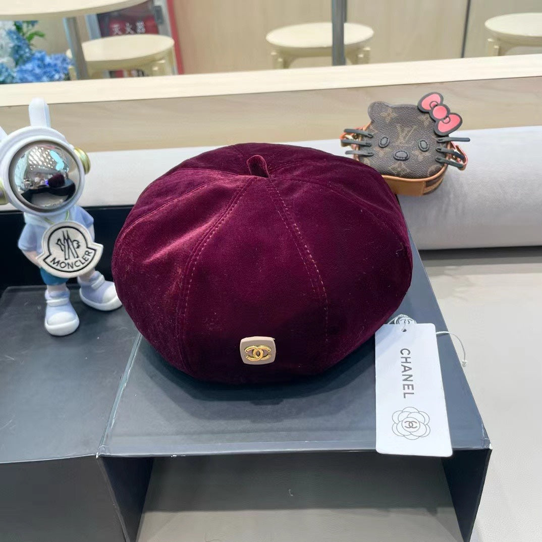 BÉRET EN VELOURS ROUGE MARRON 413325 