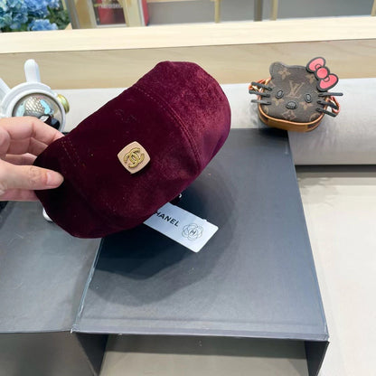 BÉRET EN VELOURS ROUGE MARRON 413325 