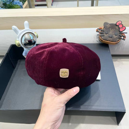 BÉRET EN VELOURS ROUGE MARRON 413325 