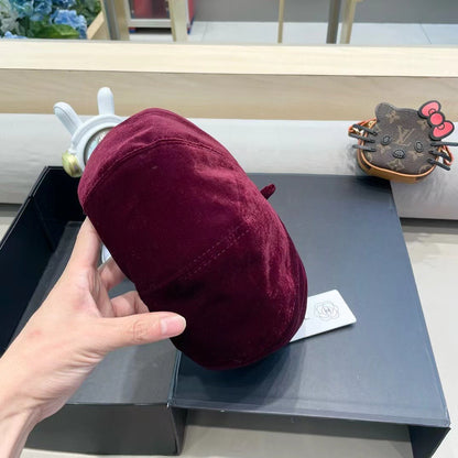 BÉRET EN VELOURS ROUGE MARRON 413325 