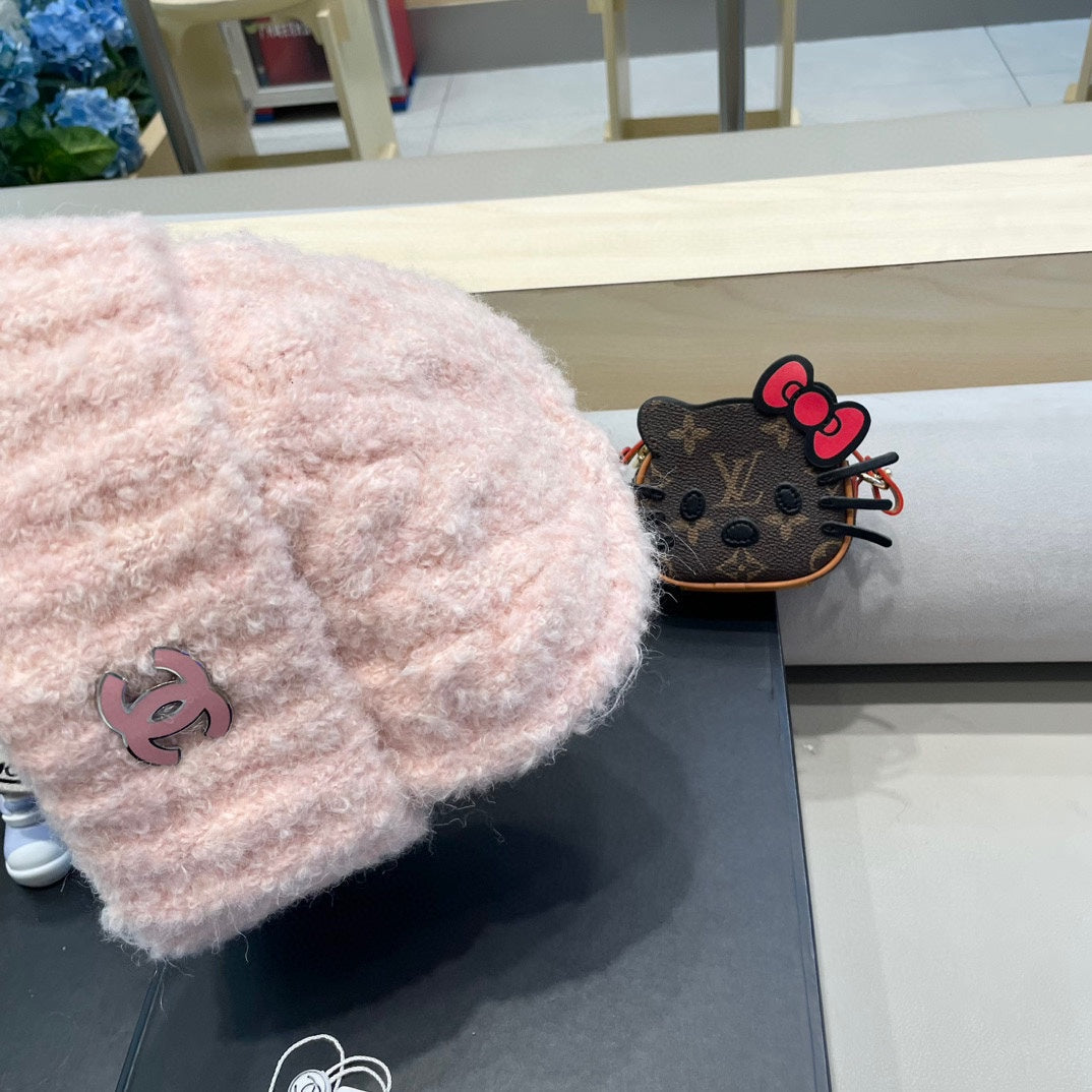 BONNET EN LAINE ROSE CLAIR 413329 