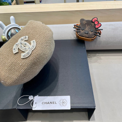 BÉRET EN COTON ET LIN ÉCRU TAN 417834 
