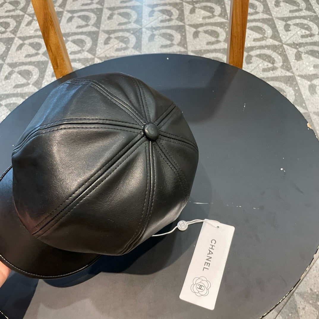 CASQUETTE BAKER BOY EN CUIR DE VEAU MARRON TORTILLA 419446 