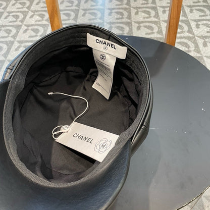 CASQUETTE BAKER BOY EN CUIR DE VEAU MARRON TORTILLA 419446 