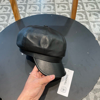 CASQUETTE BAKER BOY EN CUIR DE VEAU MARRON TORTILLA 419446 
